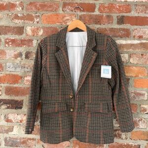Bella Bliss Girls Wool Blend Plaid Blazer Jacket Size 14 NWT Fall 2024